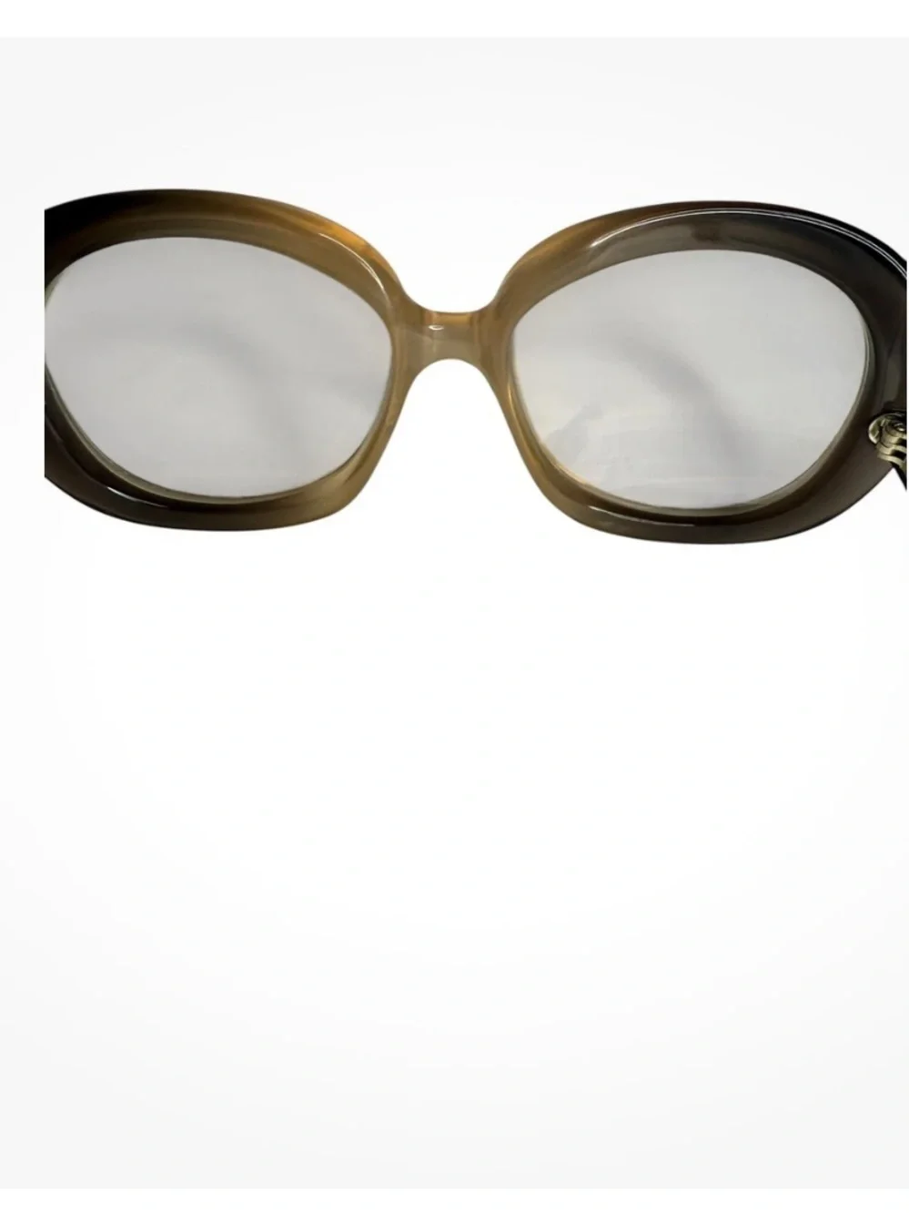 Vintage 50s SWANK TANIA Green Frame France Style: Round Brown Eyeglasses